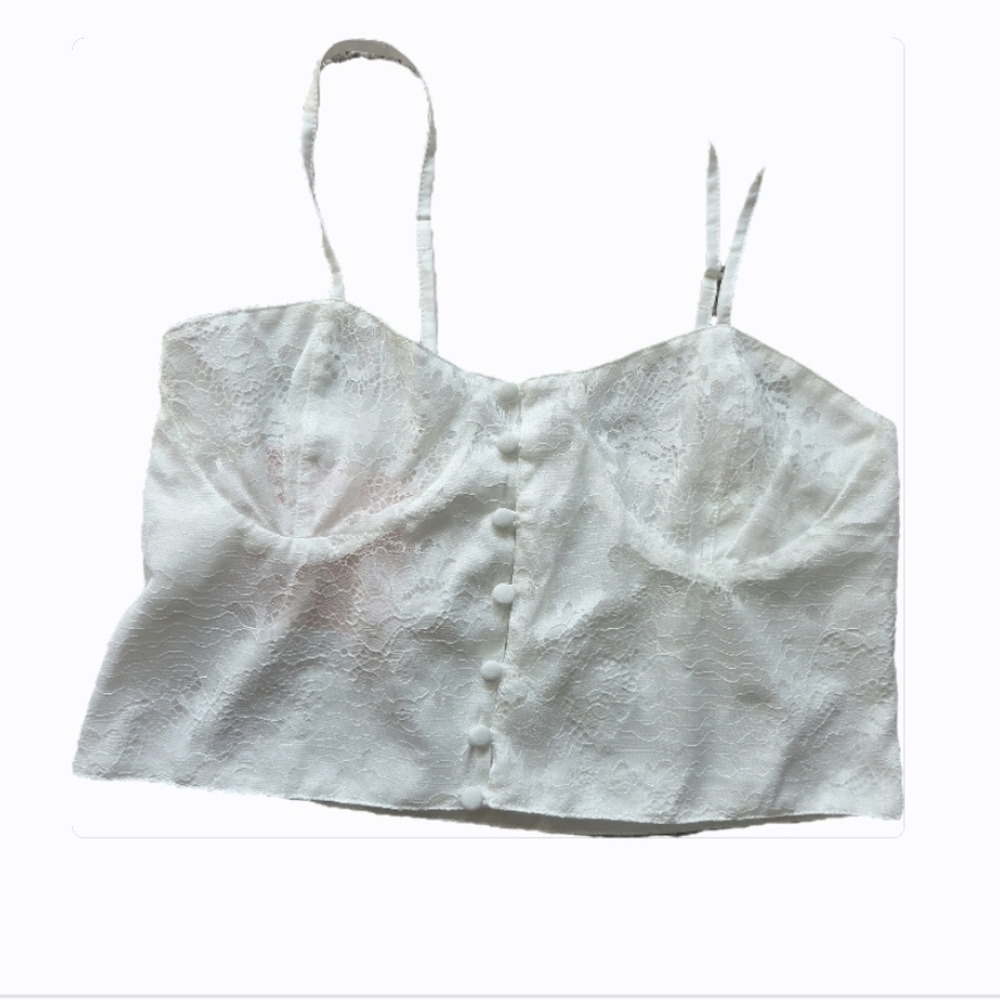 White Lace Pajama Set Intimates S - Picture 3 of 6